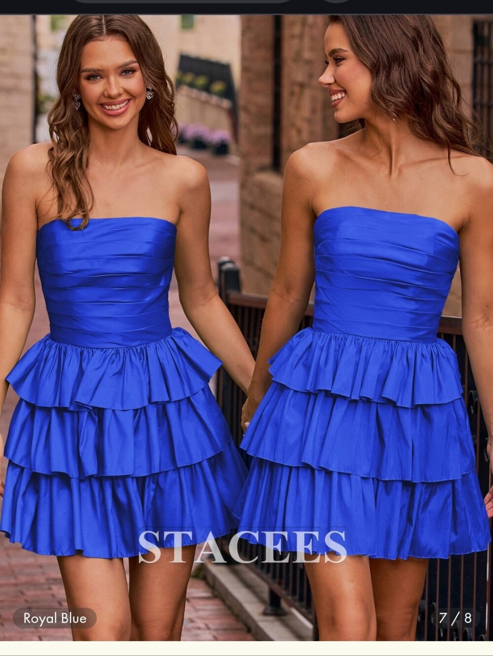 Stacee's Royal Blue Strapless Ruffled Cocktail Dress